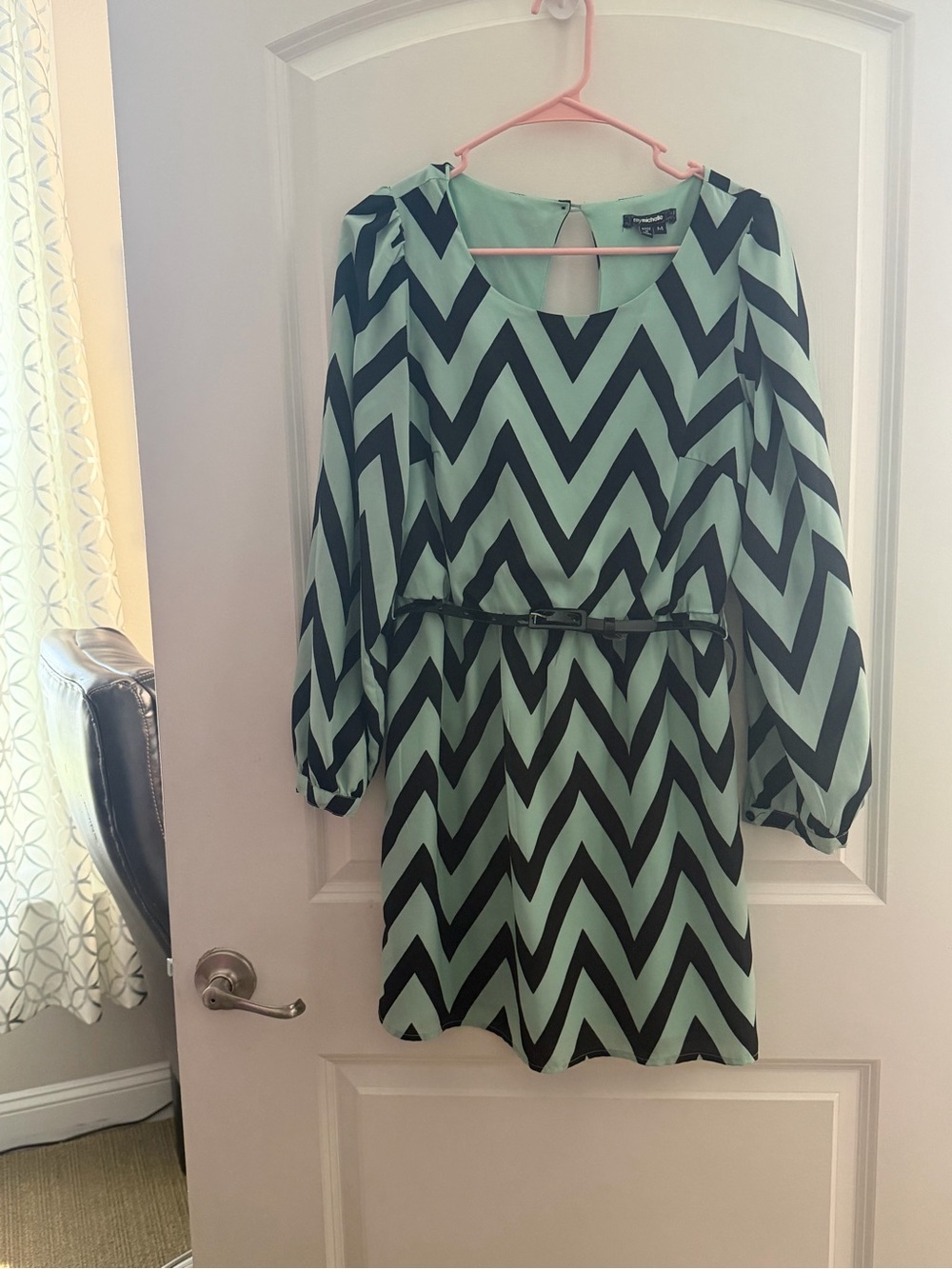 Green and Black Chevron Dress